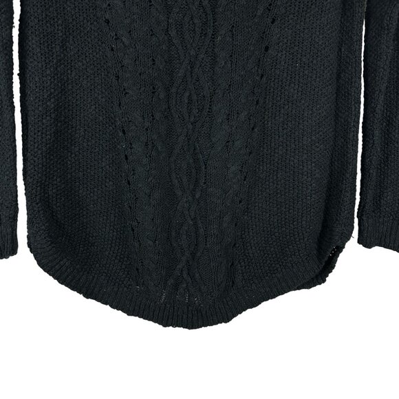 So Womens Black Knit Long Sleeve Cable Sweater Size XL Cotton Blend Casual - Picture 2 of 7